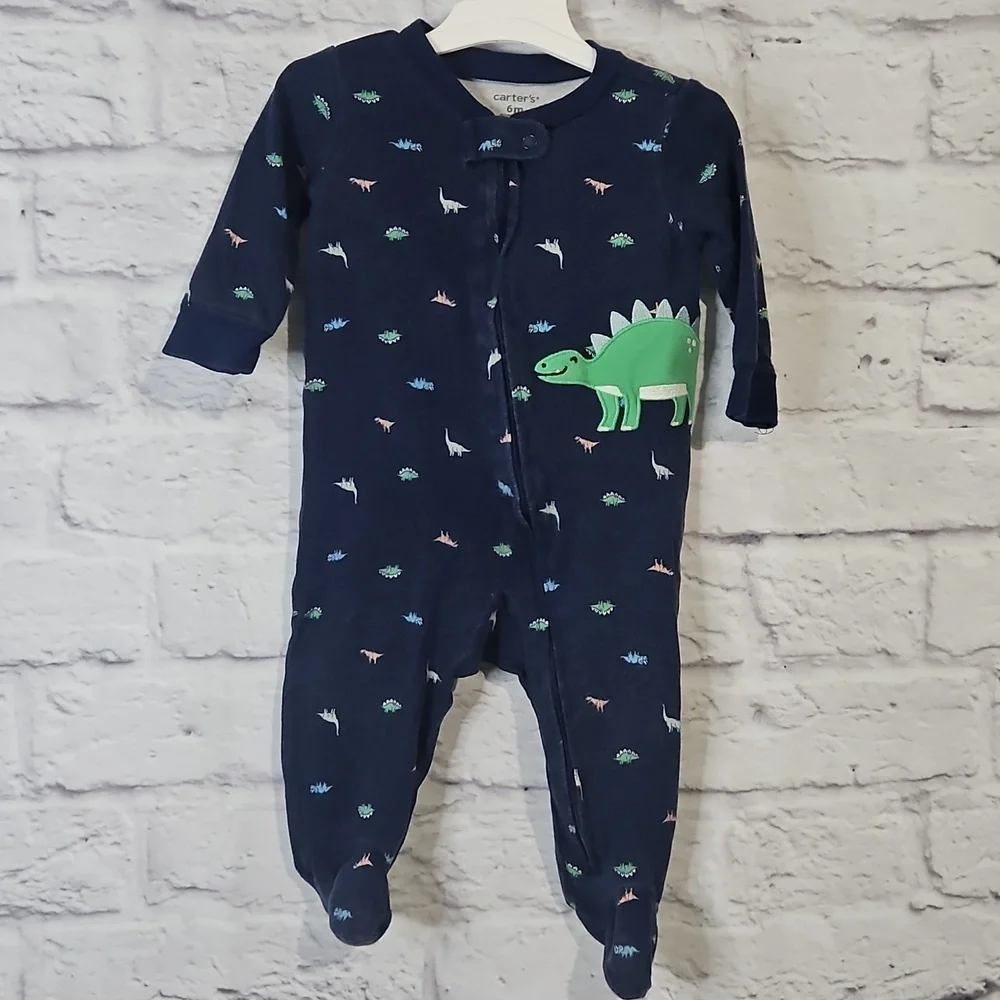 Carter's Blue Dinosaur Print Footie Pajamas